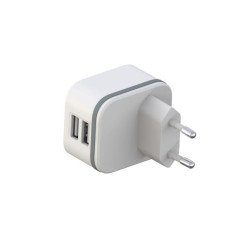CHARGEUR COMPACT AVEC 2 CONNEXIONS USB - 5 V - 4.8 A max. - 24 W. max. - BLANC