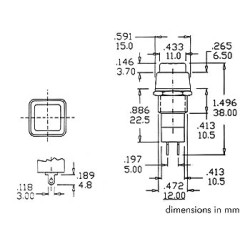 R18-23B BOUTON-POUSSOIR OFF-ON NOIR 3A/125V