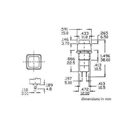 R18-23B BOUTON-POUSSOIR OFF-ON NOIR 3A/125V