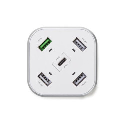 Station USB SMART avec 3 x USB + 1 x USB Fast Charge QC 3.0 + 1 x sorties Type-C - max. 9,6 A - max. 48 W - blanc