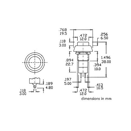 R18-25A BOUTON-POUSSOIR OFF-ON NOIR 1A/125V