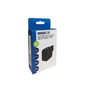 Chargeur USB rapide avec technologie GaN Fast - 3 sorties - USB-A & 2 