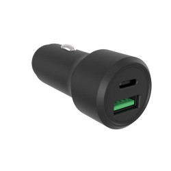 Chargeur USB pour voiture - boîtier en aluminium - 2 sorties - USB-A &