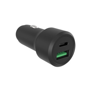 Chargeur USB pour voiture - boîtier en aluminium - 2 sorties - USB-A &