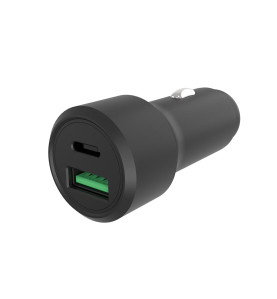 Chargeur USB pour voiture - boîtier en aluminium - 2 sorties - USB-A &