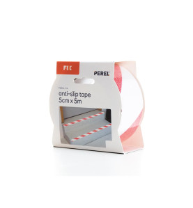 Bande antidérapante 5cm x 5m - Rouge/blanc - PRL