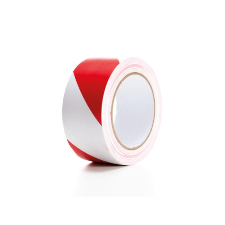 Ruban de marquage en PVC 5cm x 33m - Rouge/Blanc - PRL