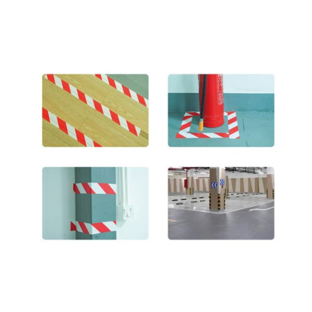 Ruban de marquage en PVC 5cm x 33m - Rouge/Blanc