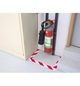 Ruban de marquage en PVC 5cm x 33m - Rouge/Blanc - PRL