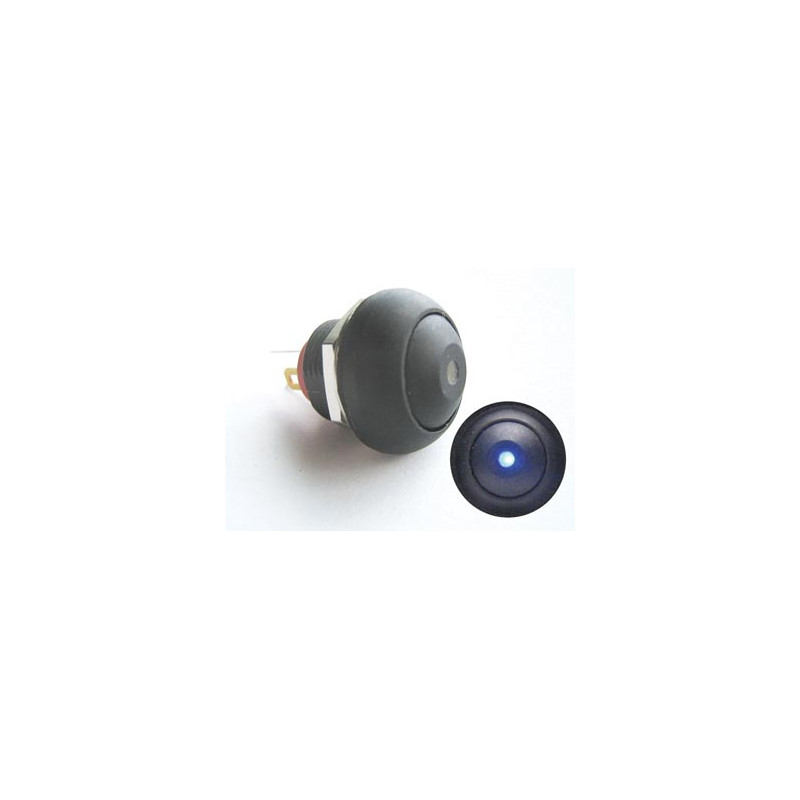 BOUTON-POUSSOIR MINIATURE UNIPOLAIRE À LED BLEUE OFF-(ON)