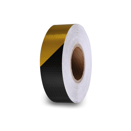 Adhésif réfléchissant en nid d'abeille 5cm x 5m - Noir/Jaune - PRL