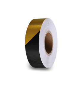 Adhésif réfléchissant en nid d'abeille 5cm x 5m - Noir/Jaune - PRL