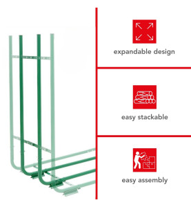 RANGE-BÛCHES - CHARGE MAX. 80 kg - 150-220 x 21-30 x 105 cm - PRL