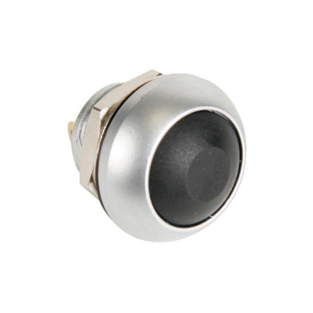 POUSSOIR MÉTALLIQUE ROND AVEC CAPUCHON NOIR - 1P SPST OFF-(ON) - Velle