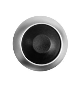 POUSSOIR MÉTALLIQUE ROND AVEC CAPUCHON NOIR - 1P SPST OFF-(ON) - Velle