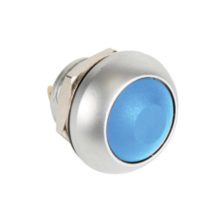POUSSOIR MÉTALLIQUE ROND AVEC CAPUCHON BLEU - 1P SPST OFF-(ON) - Velle
