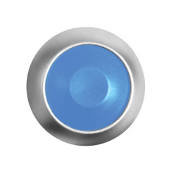 POUSSOIR MÉTALLIQUE ROND AVEC CAPUCHON BLEU - 1P SPST OFF-(ON)