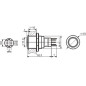 BOUTON-POUSSOIR MÉTALLIQUE ROND SPDT 1NO 1NC - ANNEAU ROUGE