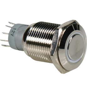 BOUTON-POUSSOIR MÉTALLIQUE ROND SPDT 1NO 1NC - ANNEAU BLANC - Velleman