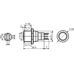 BOUTON-POUSSOIR ROND MÉTALLIQUE DPDT 2NO 2NC
