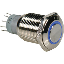 INTERRUPTEUR MÉTALLIQUE ROND SPDT 1NO 1NC - ANNEAU BLEU - Velleman