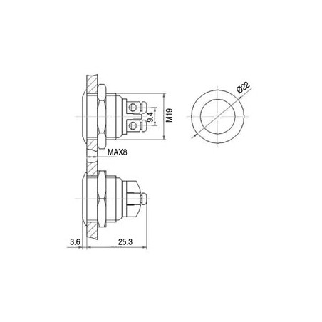 BOUTON-POUSSOIR ROND EN ACIER INOXYDABLE SPST 1NO