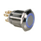 BOUTON-POUSSOIR EN ACIER INOXYDABLE SPDT 1NO 1NC - ANNEAU BLEU - 19mm