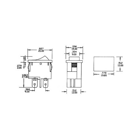 INTERRUPTEUR DE PUISSANCE A BASCULE 5A-250V DPST ON-OFF - AVEC TEMOIN NEON ORANGE
