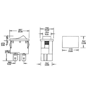 INTERRUPTEUR DE PUISSANCE A BASCULE 5A-250V DPST ON-OFF - AVEC TEMOIN 