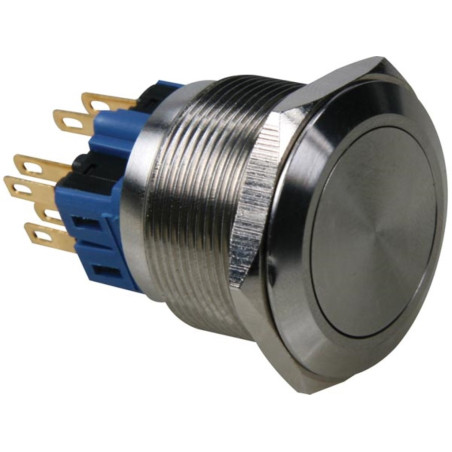 BOUTON-POUSSOIR - PLAT - ACIER INOXYDABLE - DPST 1NO 1NF - Velleman
