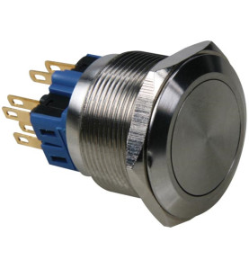BOUTON-POUSSOIR - PLAT - ACIER INOXYDABLE - DPST 1NO 1NF - Velleman
