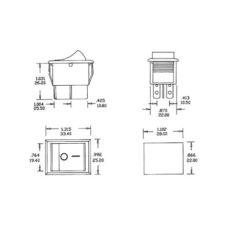 INTERRUPTEUR DE PUISSANCE A BASCULE 10A-250V DPDT ON-ON - CAPUCHON NOIR