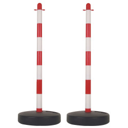 Poteau en plastique pour chaîne de signalisation - rouge/blanc - 2 pcs