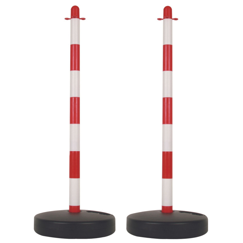 Poteau en plastique pour chaîne de signalisation - rouge/blanc - 2 pcs