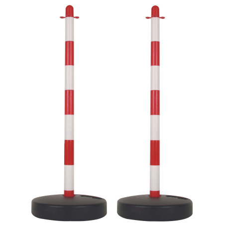 Poteau en plastique pour chaîne de signalisation - rouge/blanc - 2 pcs