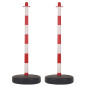 Poteau en plastique pour chaîne de signalisation - rouge/blanc - 2 pcs