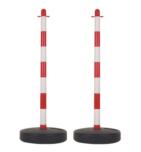 Poteau en plastique pour chaîne de signalisation - rouge/blanc - 2 pcs