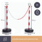 Poteau en plastique pour chaîne de signalisation - rouge/blanc - 2 pcs