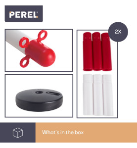 Poteau en plastique pour chaîne de signalisation - rouge/blanc - 2 pcs