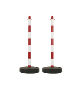 Poteau en plastique pour chaîne de signalisation - rouge/blanc - 2 pcs