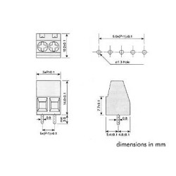 BORNIER A VIS PROFESSIONNEL, 2 POLES, AU PAS DE 5mm