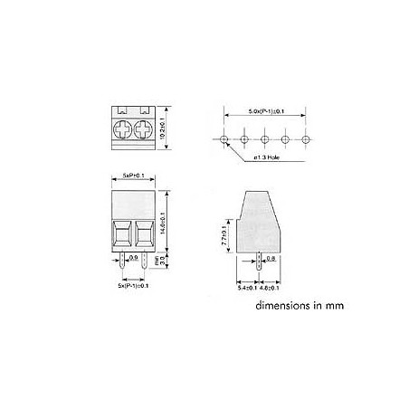 BORNIER A VIS PROFESSIONNEL, 2 POLES, AU PAS DE 5mm