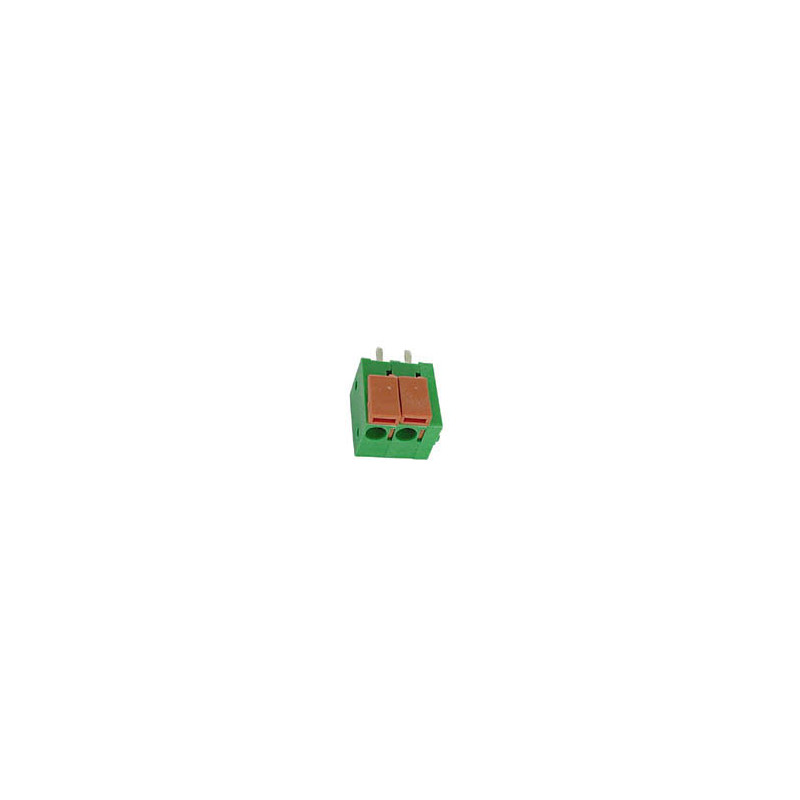 BORNIER SANS VIS, 2 POLES, VERT, AU PAS DE 5mm