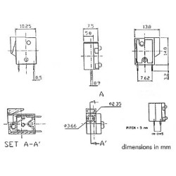 BORNIER SANS VIS, 2 POLES, VERT, AU PAS DE 5mm