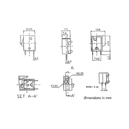 BORNIER SANS VIS, 2 POLES, VERT, AU PAS DE 5mm