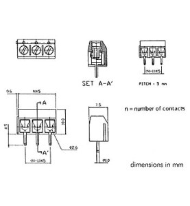 BORNIER A VIS "BAS PROFIL", 3 POLES, AU PAS DE 5mm - Velleman