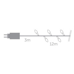 Strawberry Light LED - 12 m - 120 lampes blanches - fil vert - 24 V