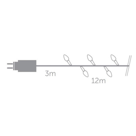 Strawberry Light LED - 12 m - 120 lampes blanches - fil vert - 24 V