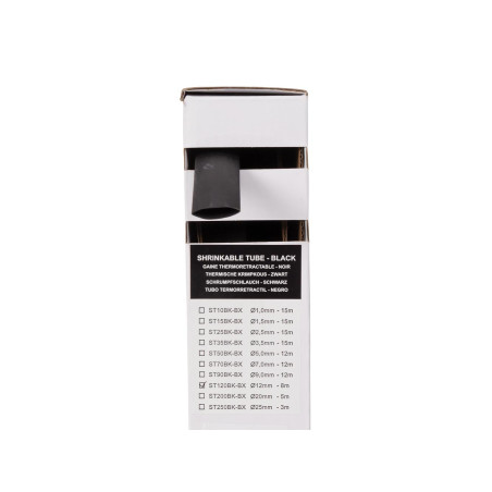 Gaine thermorétractable 2:1 - 12.0 mm - noir - 8 m
