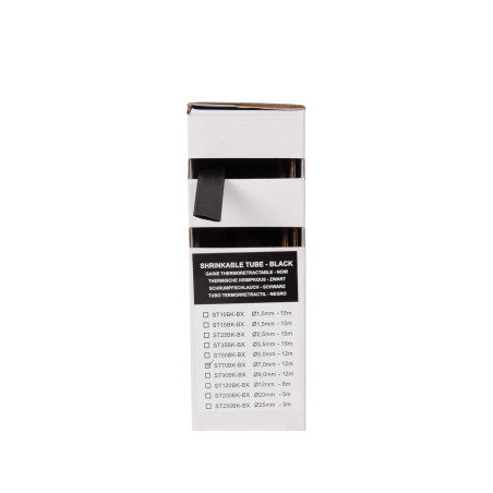 Gaine thermorétractable 2:1 - 7.0 mm - noir - 12 m - boîte